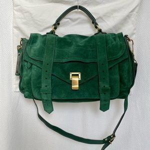 PROENZA SCHOULER PS1 Medium Green Velvet Suede Bag